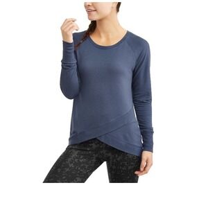 New Avia Women Soft French Terry Tulip Hem Tunic Top Shirt Blue Size XL (16-18)